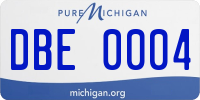 MI license plate DBE0004