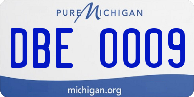 MI license plate DBE0009