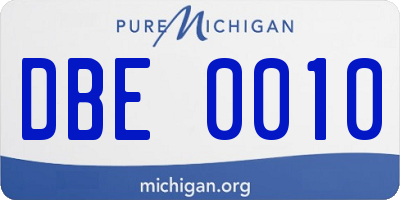 MI license plate DBE0010