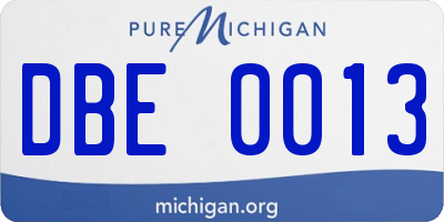 MI license plate DBE0013