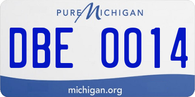 MI license plate DBE0014