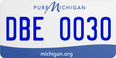 MI license plate DBE0030
