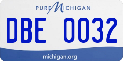 MI license plate DBE0032