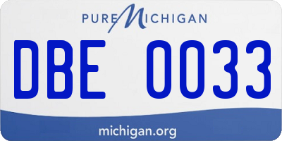 MI license plate DBE0033
