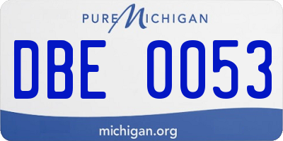 MI license plate DBE0053
