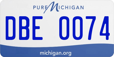 MI license plate DBE0074