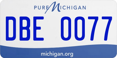MI license plate DBE0077