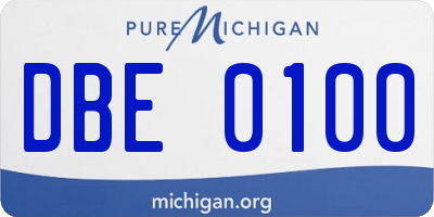MI license plate DBE0100