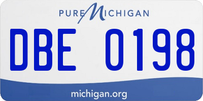 MI license plate DBE0198