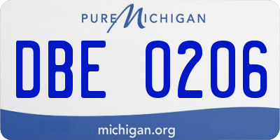 MI license plate DBE0206