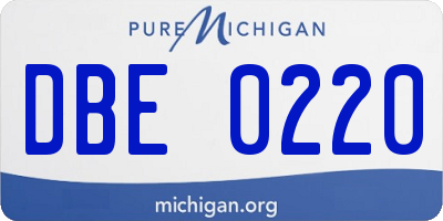 MI license plate DBE0220