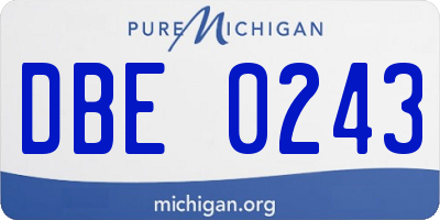 MI license plate DBE0243