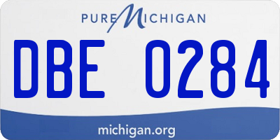 MI license plate DBE0284