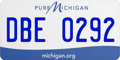 MI license plate DBE0292