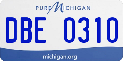 MI license plate DBE0310