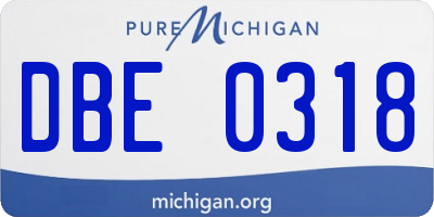 MI license plate DBE0318