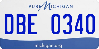 MI license plate DBE0340