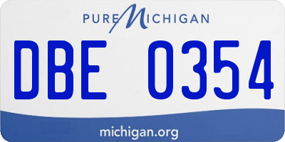 MI license plate DBE0354