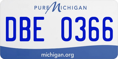 MI license plate DBE0366