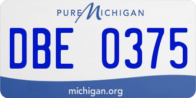 MI license plate DBE0375