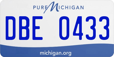 MI license plate DBE0433