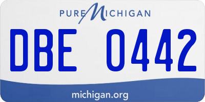 MI license plate DBE0442