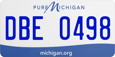 MI license plate DBE0498