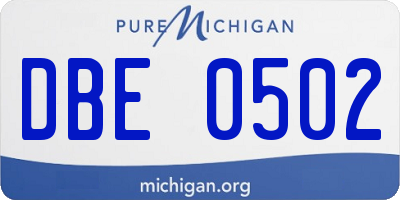 MI license plate DBE0502