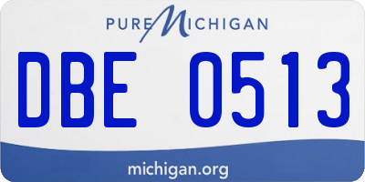 MI license plate DBE0513
