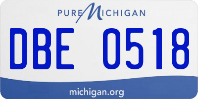 MI license plate DBE0518