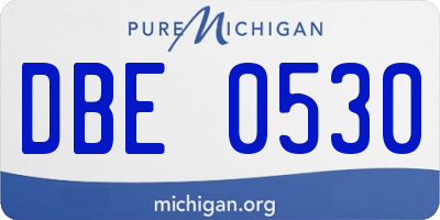 MI license plate DBE0530