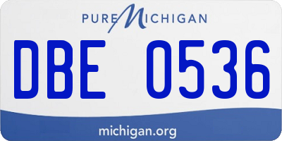 MI license plate DBE0536