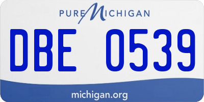MI license plate DBE0539