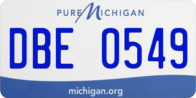 MI license plate DBE0549