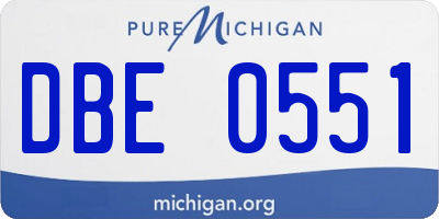 MI license plate DBE0551