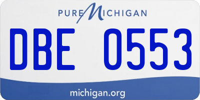 MI license plate DBE0553