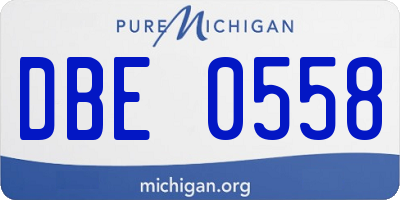 MI license plate DBE0558