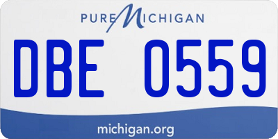 MI license plate DBE0559