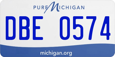 MI license plate DBE0574