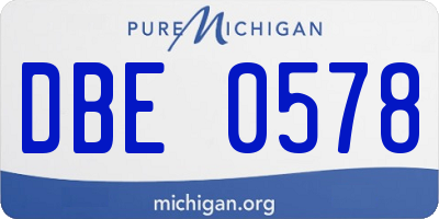 MI license plate DBE0578