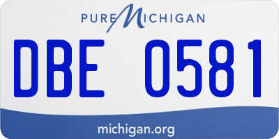 MI license plate DBE0581