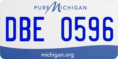 MI license plate DBE0596