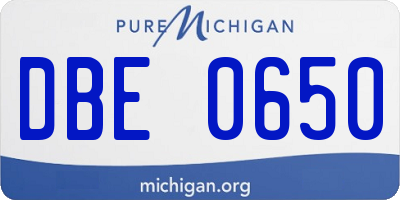 MI license plate DBE0650