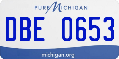 MI license plate DBE0653