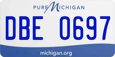 MI license plate DBE0697