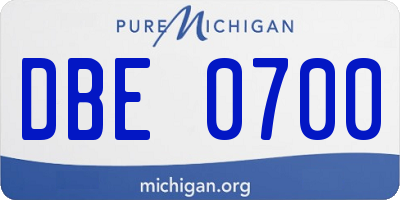 MI license plate DBE0700