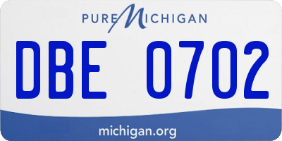 MI license plate DBE0702