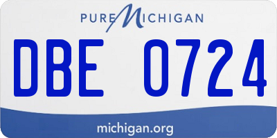 MI license plate DBE0724