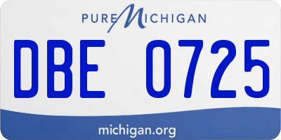 MI license plate DBE0725