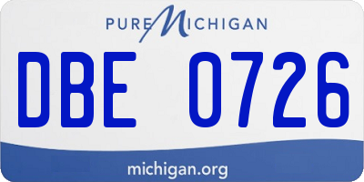 MI license plate DBE0726
